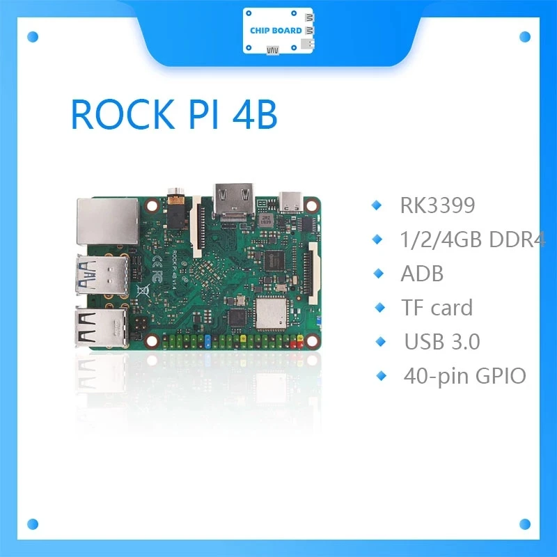 ROCK PI 4B V1.4 Rockchip RK3399 плата Cortex шестиядерный SBC/одноплатный компьютер ROCK PI 4B