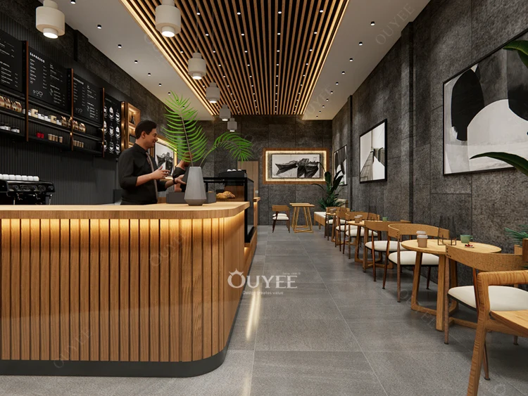 3D Design Service Custom Bubble Tea Display Coffee Shop Design Industrial Coffee Shop Counters Coffee Shop