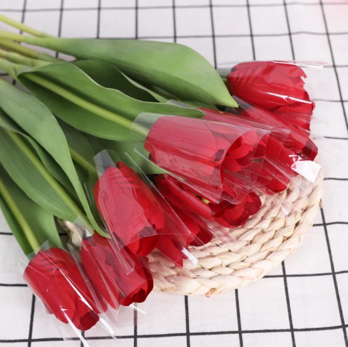 Hot Selling Artifical Tulips flower real touch flower white silk tulip flowers bulbs for home chair Decoration