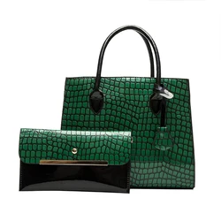Factory Wholesale Crocodile Luxury Big Handbag 2023 2 pcs in 1 set Trendy Vintage High Quality Lady Purse Handbag