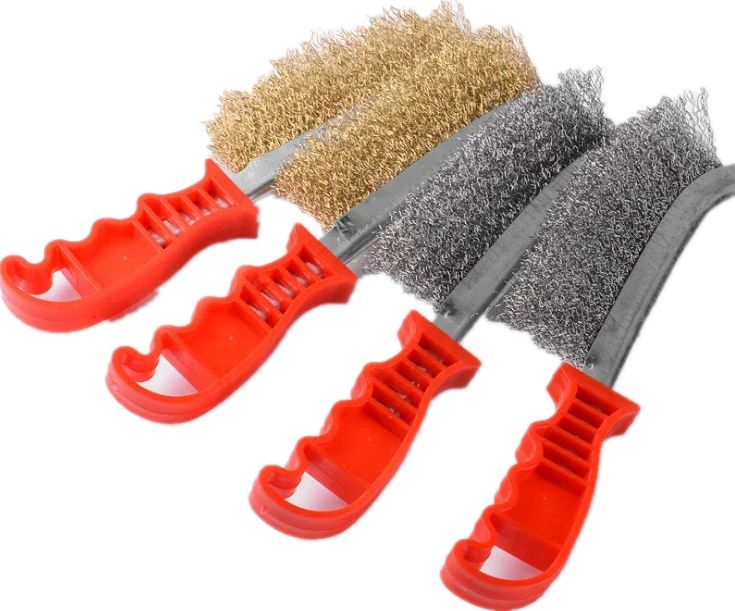 HOTO Carbon Steel Wire Brush with Curved Wood Handle