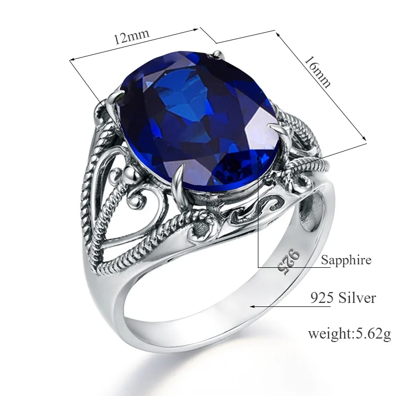 Fashion 925 Sterling Silver Rings Fine  Gemstone Sapphire  Rings Wedding Party custom ring sterling silver