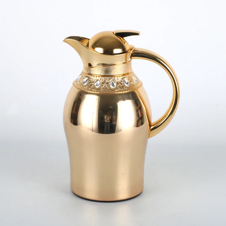 2024 May Flower 1.0L Royal Arabic Coffee Pot Gold Vacuum Flask High Quality Tea Jug
