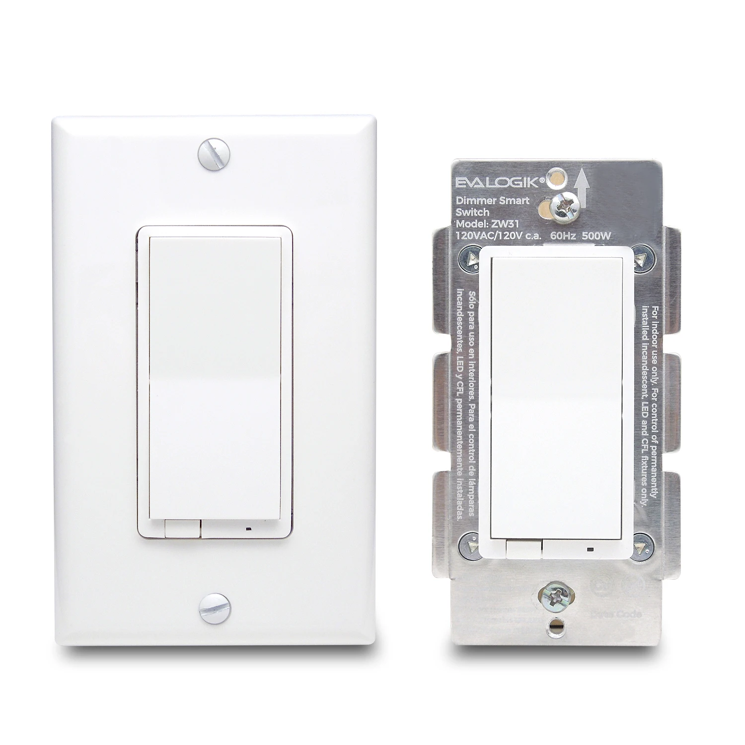 EVA LOGIK Z-wave wall switch 120V smart home double remote controlled dimmer switch