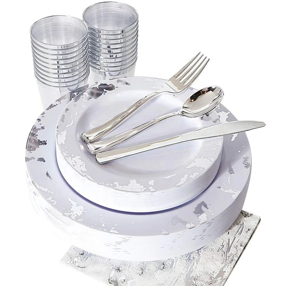 175pcs Best Price Holiday Clear Disposable Plastic Dinnerware sets
