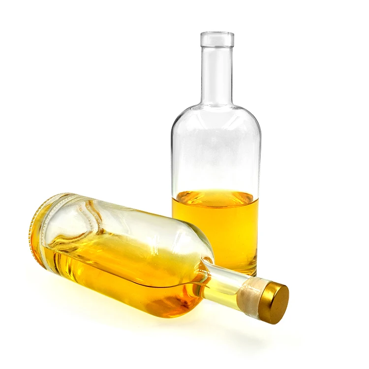 
Wholesale Round Clear Frosted Packing Empty Black Color Vodka Rum Glass Bottles for Whiskey Liquor Gin 