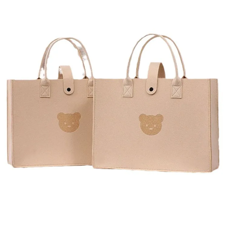 Internet Celebrity Portable Felt Tote Bag Customized LOGO Little Bear Multi-Purpose Shopping & Gift Bag Stylish Fashion Design