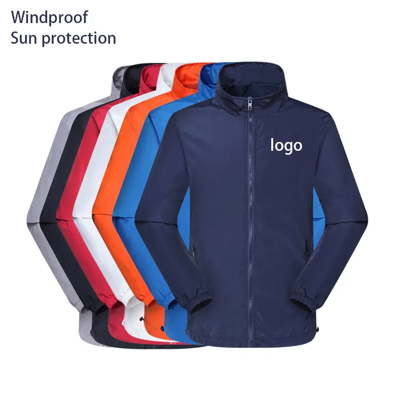 Custom men jacket outdoor Zipper waterproof jacket Lightweight nylon coach windbreaker jackets man