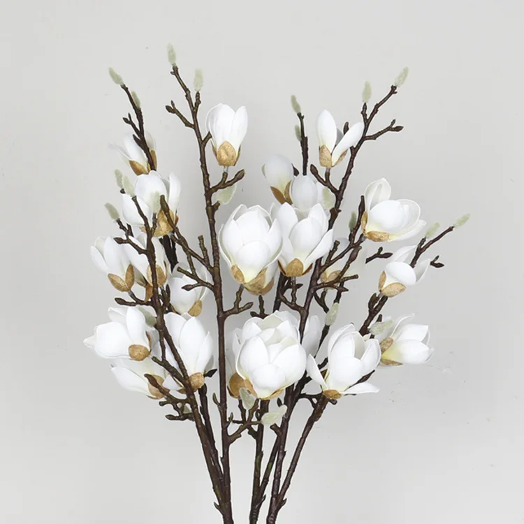 Искусственная маленькая Магнолия декоративный пейзаж высокие ветки 7 головок цветы из пеноматериала высокое качество оптовая продажа магнолия