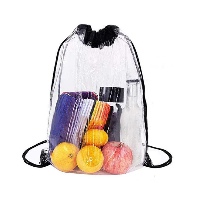 Premium Quality Big Size Travelling Sports Waterproof Transparent PVC Clear Drawstring Bag