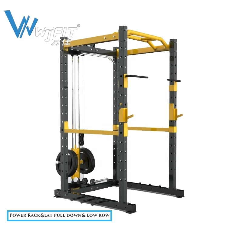 J Hooks Power Rack Gym Equipment Multi Function Fitness Weights Squat Power Cage with Optional Lat Pull-down Attachment