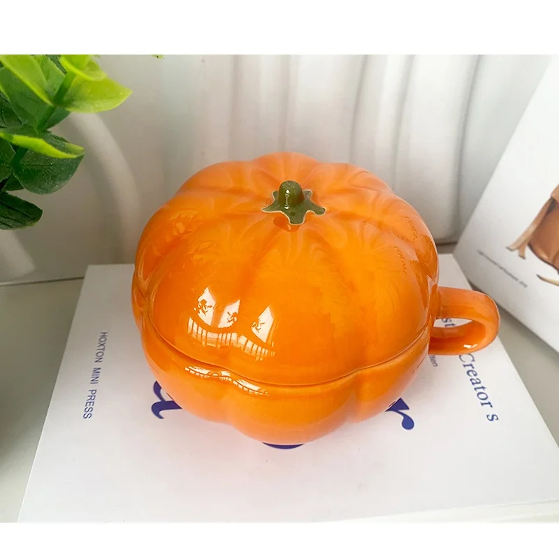 2024 Thanksgiving Day Cute Ceramic Coffee Mug Wholesale Novelty Harvest Pumpkin Mug Custom 3D Mugs Coffee Cup Set With Lid