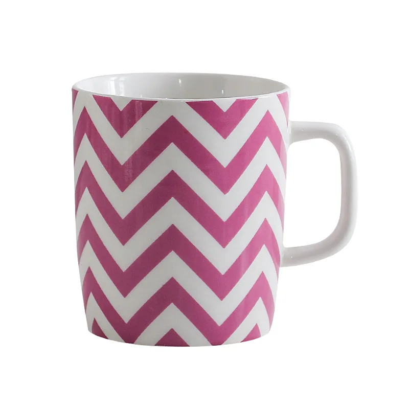 Cheap Price Special Geometric Design Ceramic Coffee Mug Milk Mug With Stripe Pattern For Promotion