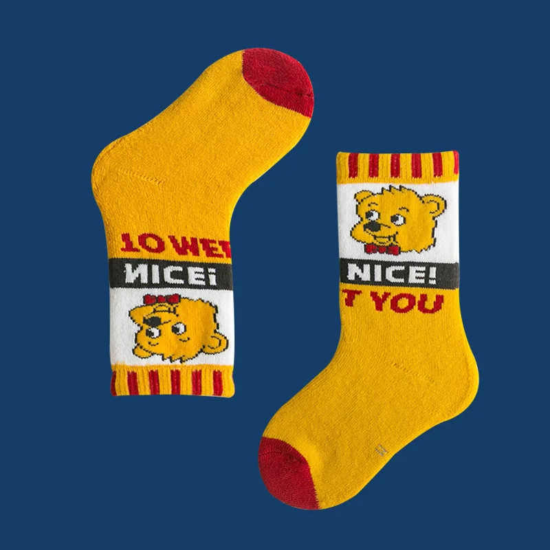 YUELI wholesale cotton custom terry baby socks spring cartoon animals kids socks