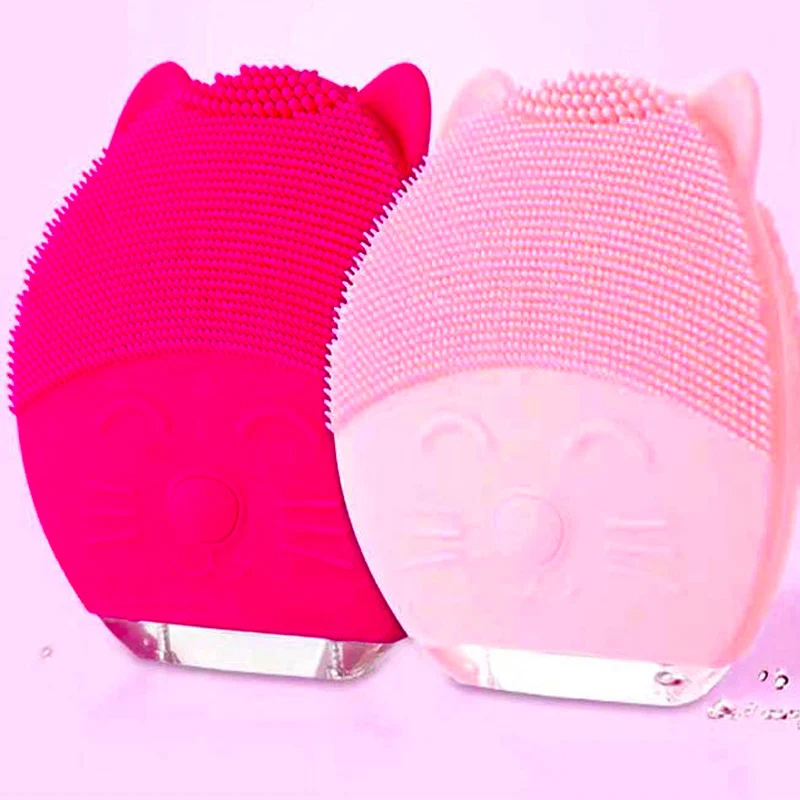 Mini Silicone Brush Sonic Electric Face Massager Waterproof Face Cleaning Brush New Design Hello Kitty Silicone Skin Scrub Brush