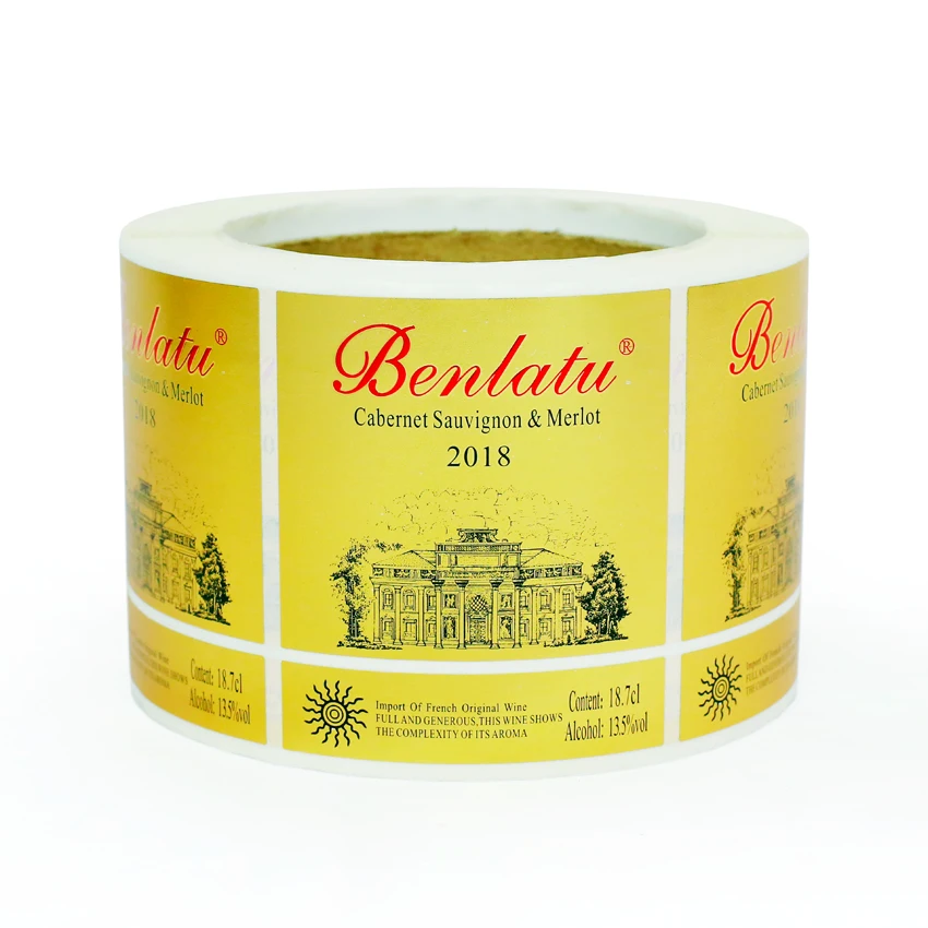 Factory private custom self-adhesive printing wine bottle sticker labels