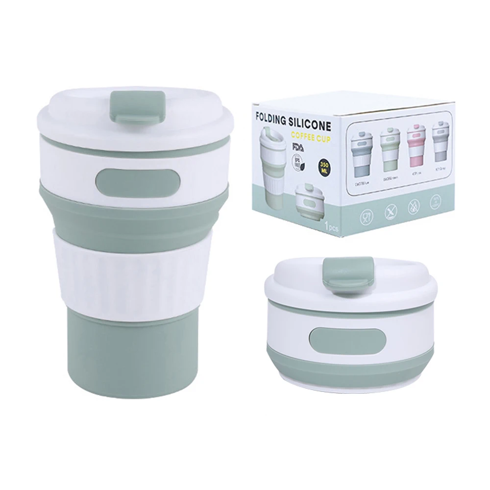 New Product Idea 2024 Eco-friendly Portable Foldable Reusable Collapsible Coffee Cup Drinking 350ml Travel Silicone Coffee Mug