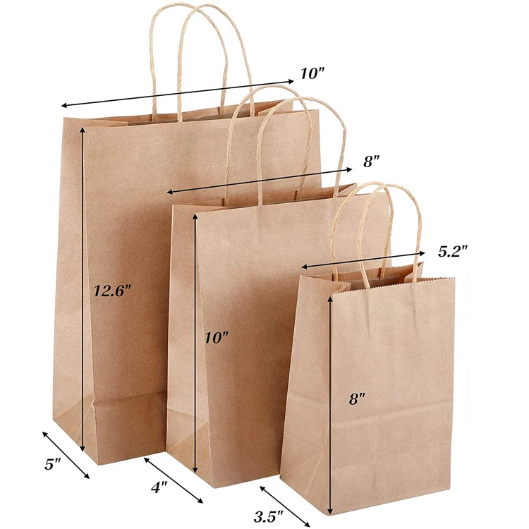 Wholesale Design Shopping Food Packing Sacchetto Di Carta Kraft Paper Bags in Stock with Handles Bulk