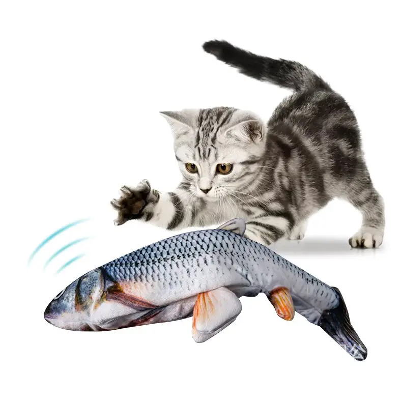 Pet Toys Flopping Fish Moving Cat Kicker Floppy Fish Animal Toy Wiggle Fish Catnip Motion Kitten Interactive Cat Toys