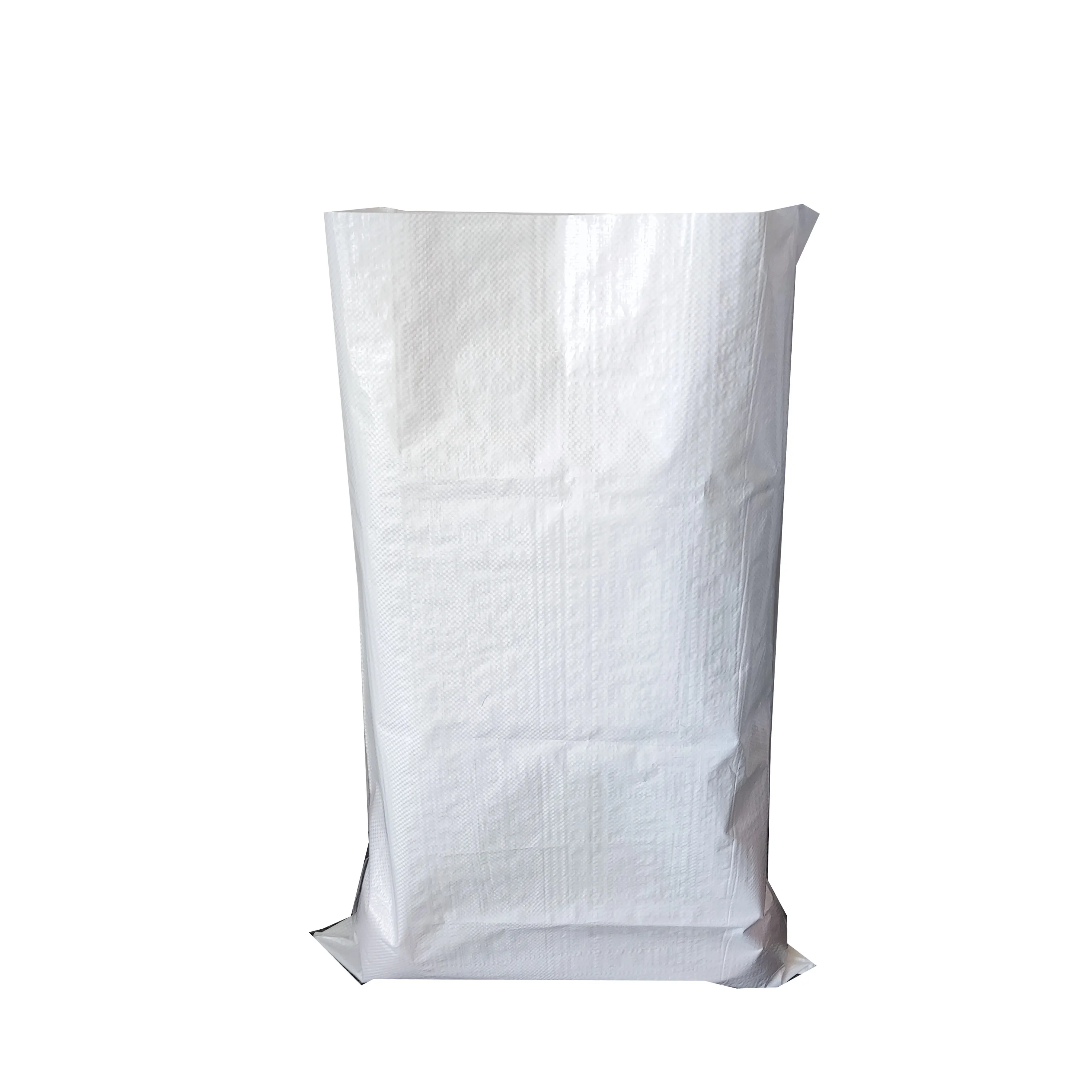 White Laminated Plain Polypropylene PP Woven Rice Bag Sack 25kg 50kg For Flour Salt Sugar Grain Wheat Maize Corn Packaging Used