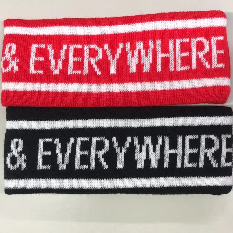 Knit style Jacquard logo custom makeup girl headband