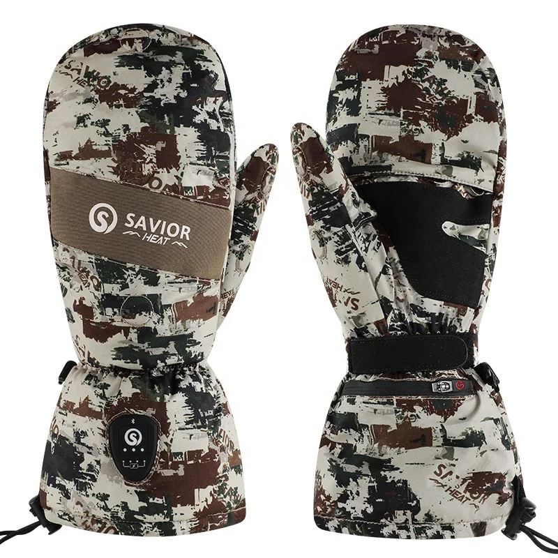 SAVIOR Camouflage Hunting Protective Outdoor Gear Winter Warm Waterproof Leather Decoy Gloves Bow Heated Hunting Gloves