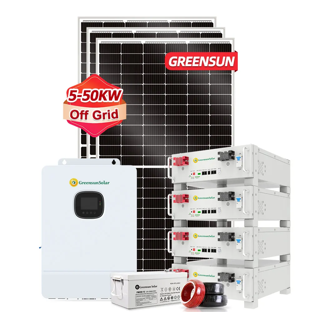 Greensun soler inverter low cost of 5kva 6kw 10kw 15kw off grid n type solar panel home energy invert system with battery