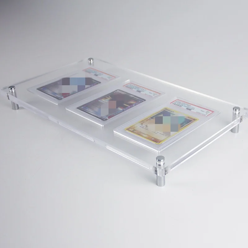 2024 Wholesale Transparent Custom Acrylic Pokemoned TCG Graded Cards Slab Protector Boxes Holder Stand for Collector