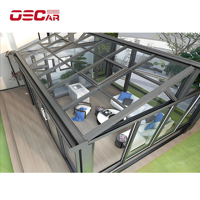 Corrosion-Resistant Greenhouse Aluminum Alloy Viewing Wind And Rainproof Shed Roof Exit Landscape Pavilion Soundproof Window Fol