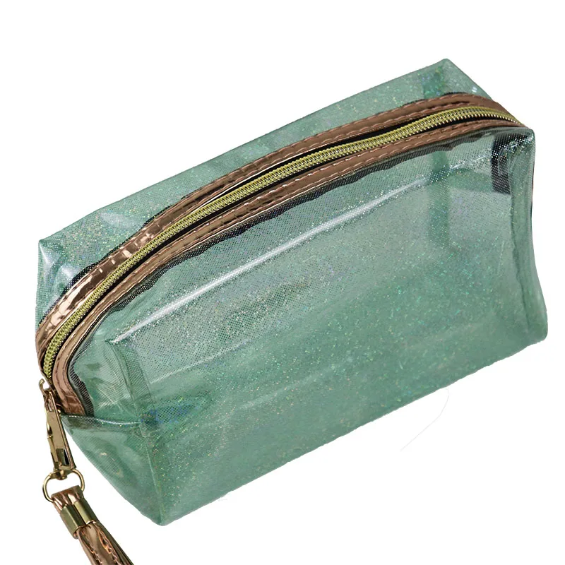 Travel Shiny Glitter PVC Transparent Jelly Make up Pouch Makeup Custom Waterproof Clear Cosmetic Bag