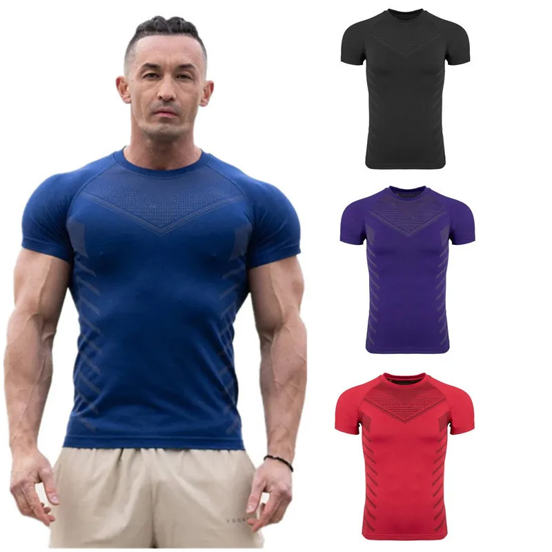 2023 New Design Men Compression T-shirt men Sporting Skinny Tee Shirt T-shirt Fitness  Short Sports men t-shirts