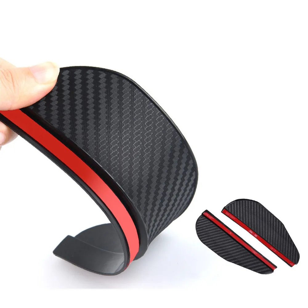 2pcs Carbon Fiber Car Side Mirror Waterproof Sun Visor Rain Eyebrow Auto Car Rear View Side Rain Shield Flexible Protector