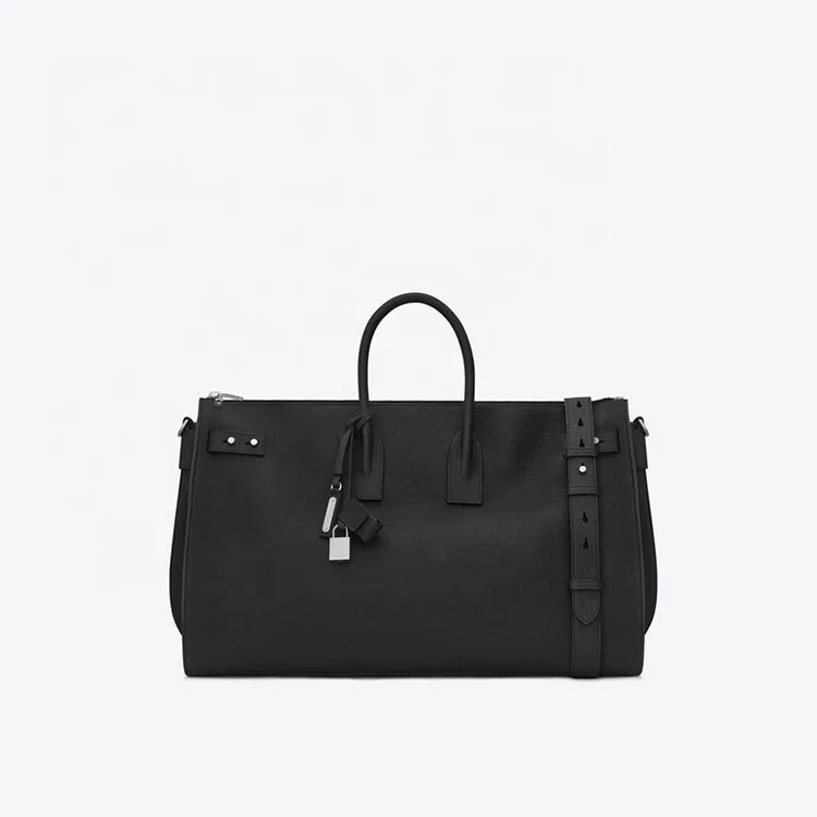 Custom Logo Luxury Leather Duffle Bag Woman Leather Overnight Holiday Luggage Travel Weekender Men Tote Bag