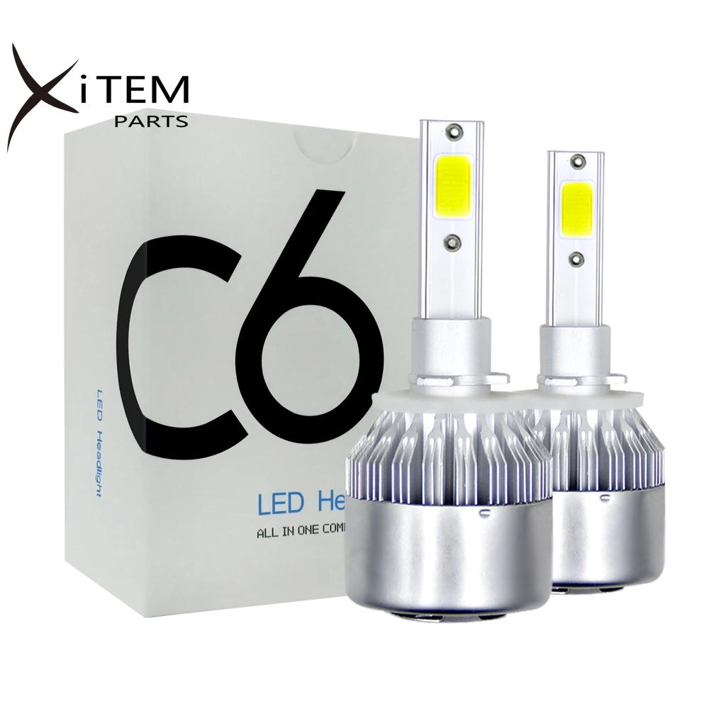 universal heat sink cob chip 9005 9006 H1 H3 H7 7600LM Auto C6 led headlight bulb S2 COB LED