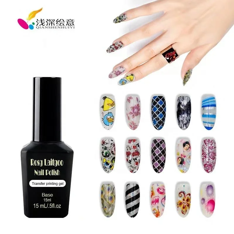 QSHY Custom Logo Private Label Nail Art UV LED Soak Off Resin Adhesive Transfer Foil Stamping Printing Gel Polish