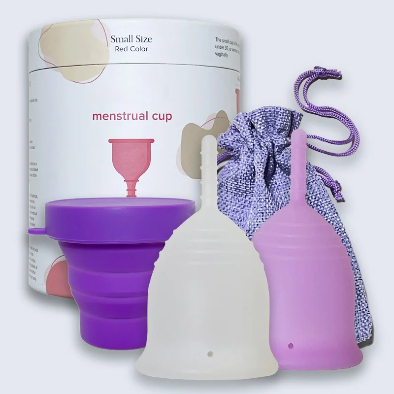 High Quality Eco Friendly Medical Menstrual Period Cup With Valve In Bulk Silicone Menstrual Cup Set Wash With Custom Box