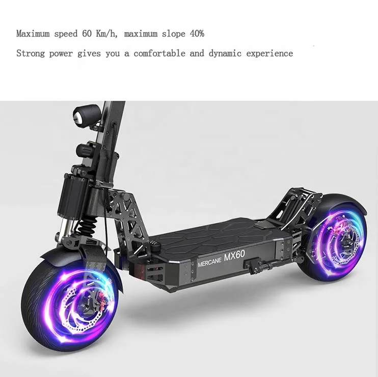 Mercane Mx60 2400w 60v 10/20ah 11 Inch Tubular Tires Removable High Capacity Battery Double Acting Dual Disc Brake Scooter