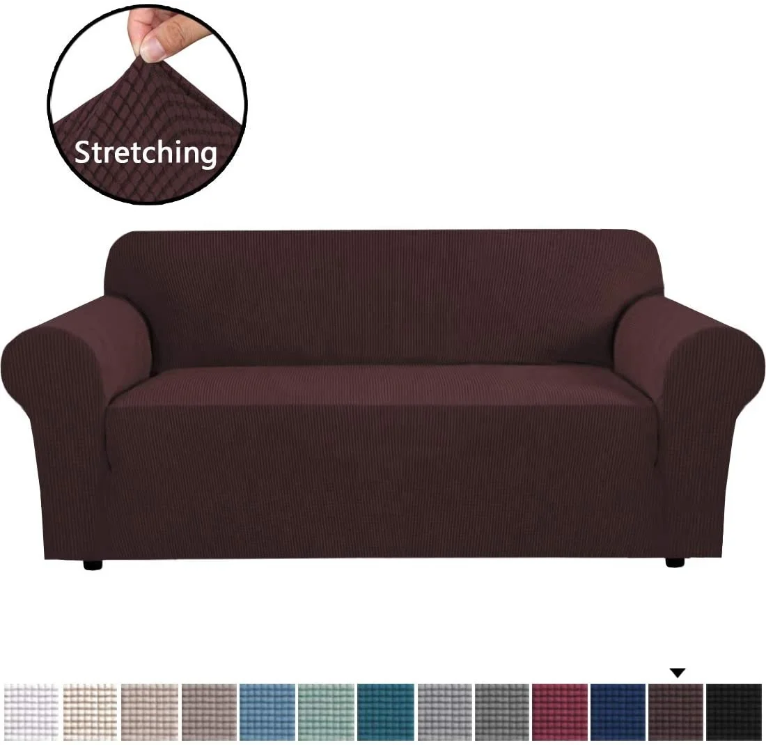 high quality stretchable elastic  home center online flame retardant sofa covers 3-seater