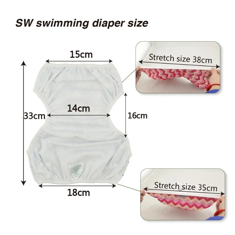 ALVABABY ALVA Baby Jellyfish Pattern Reusable Swim Diapers Cloth Swimming Nappy