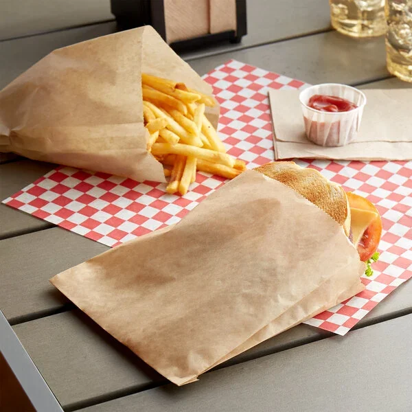 Wholesale Custom Printed Oil-proof Flat sharp Bottom Grease Proof Snack Burger Paper Bags for Food