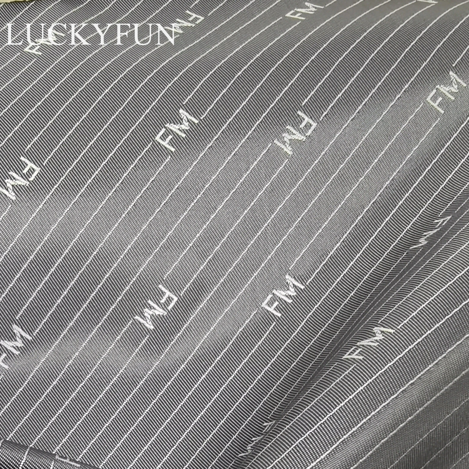 100% polyester jacquard FM letter cationic  luggage and clothes fabric with coated PU for Inner lining