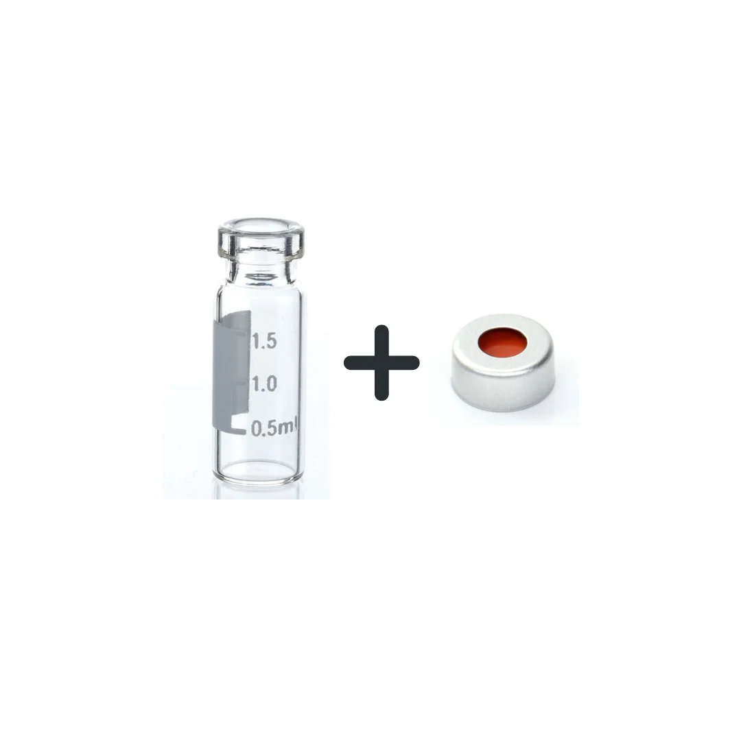 Hamag 2ml crimp top vial and cap with septa clear scale