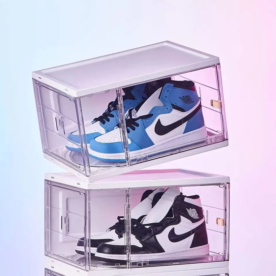 Plastic Display Transparent Stackable Shoe Storage Boxes Clear Storage Shoe Box