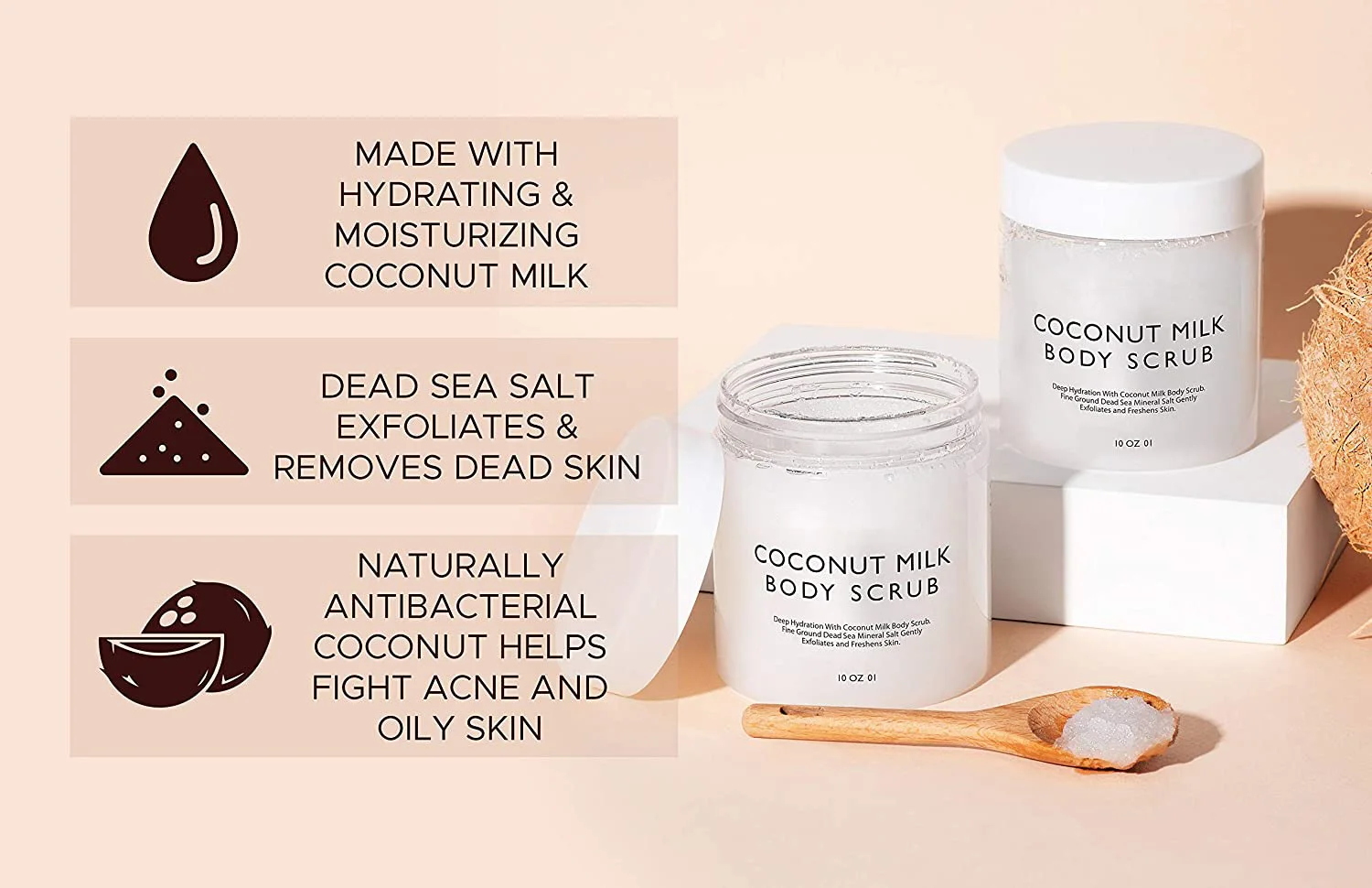 Dead Sea Salt Coconut Milk Body Scrub-Exfoliating & Removing Dead Skin Skin Care