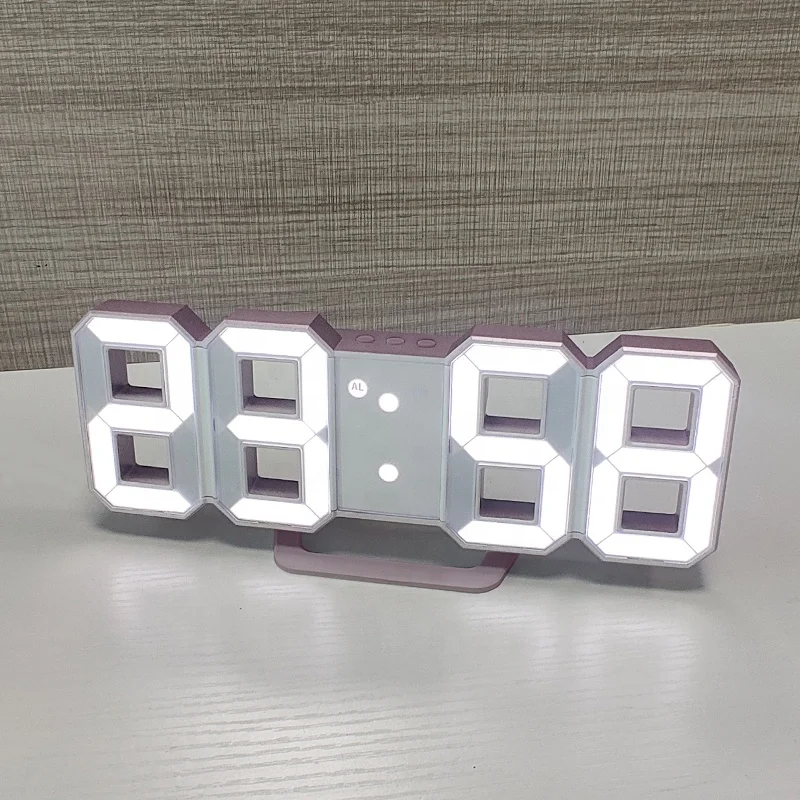 Factory Wholesale Hot Selling Clock 3D Digital Wall Table Alarm Clock  LED calendar alarm frame clock with temperature