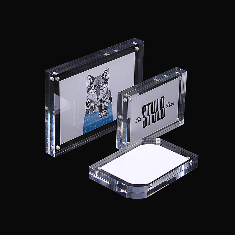 Custom Sizes Double Sided Rectangle Block Transparent Clear Magnetic Picture Frame Acrylic Digital Photo Frame