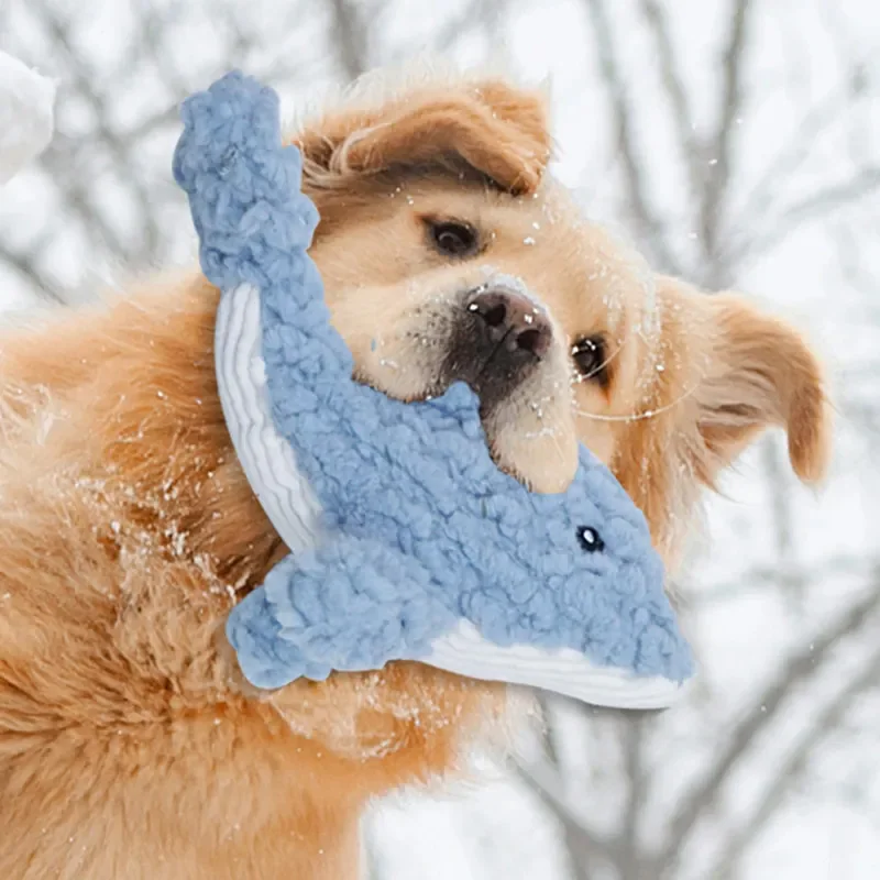 Dog Plush Teeth Grinding Sound Toy Cute Pet Shaped Dog Bite Toy with Cotton Rope Animal Shark Shape Pet Dog Toy