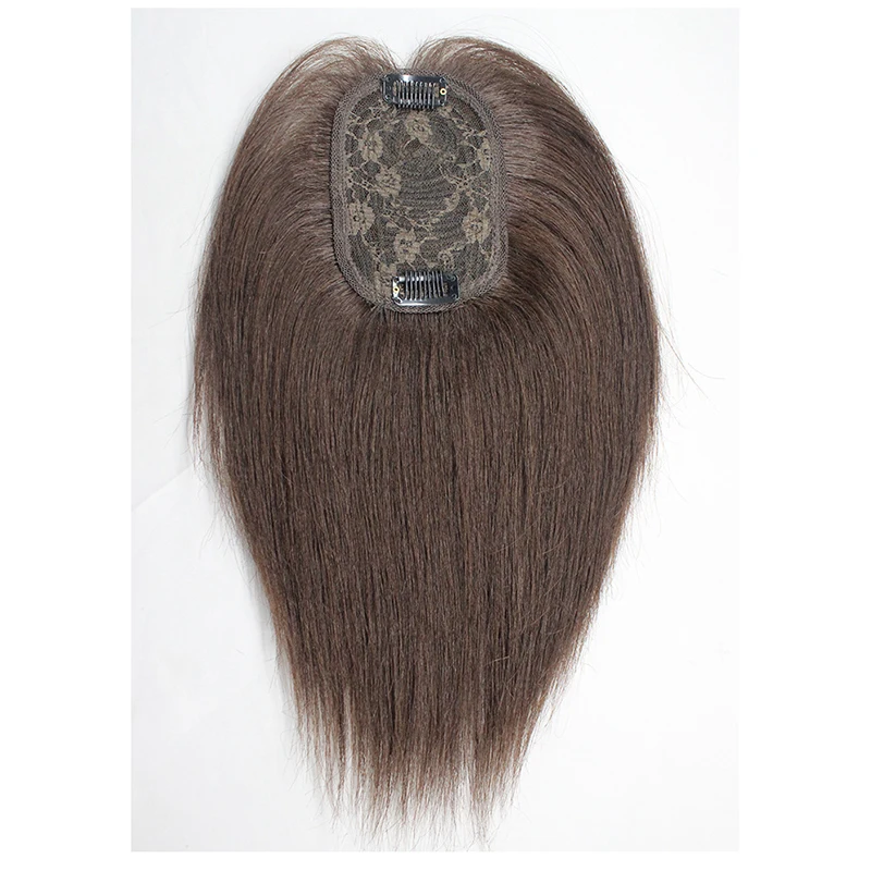 AIFANLIDE 7x10cm 8x12cm Silk Base Real Human Hair Topper for Women Top Hairpiece Clips in Crown Hand Made Toupee