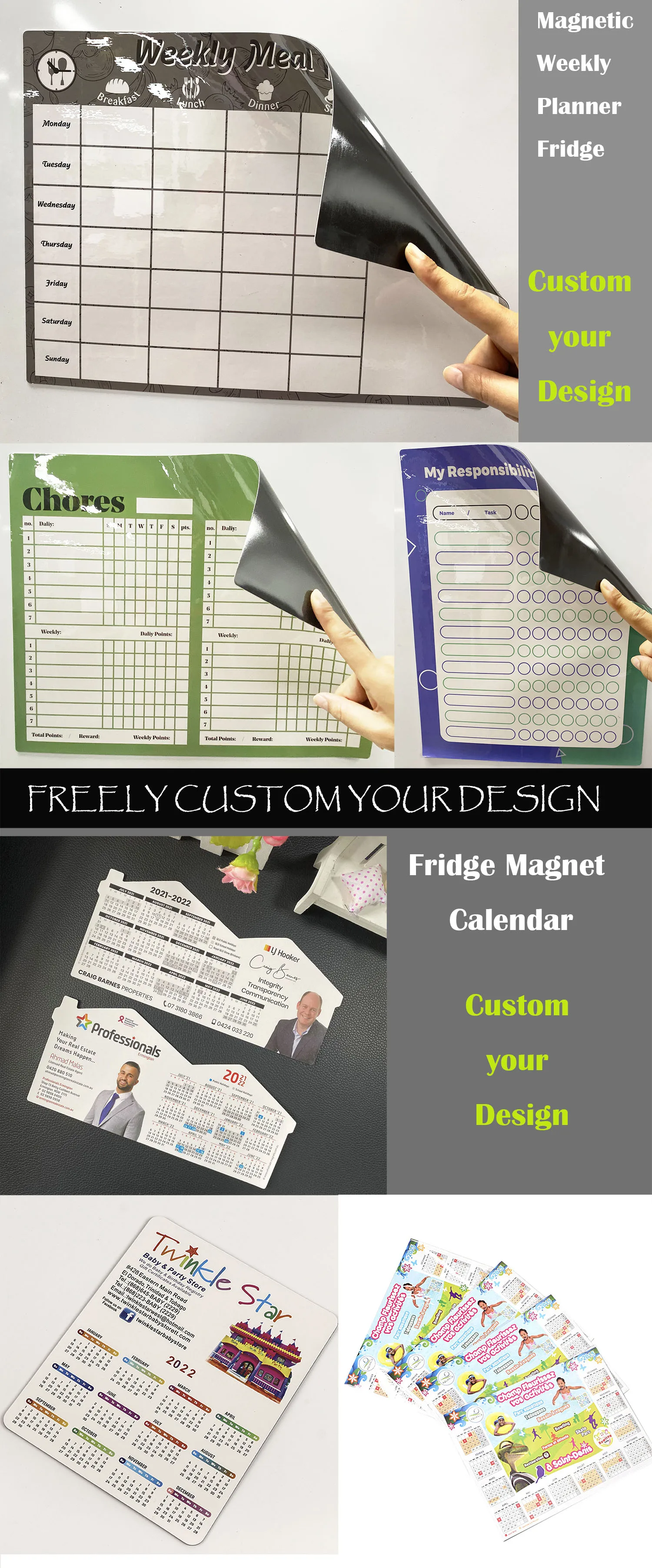 Custom Printed PVC Fridge Magnet With Logo Paper Sticker Customised Fridge Magnetic Whiteboard Calendar Customised Fridge Magnet