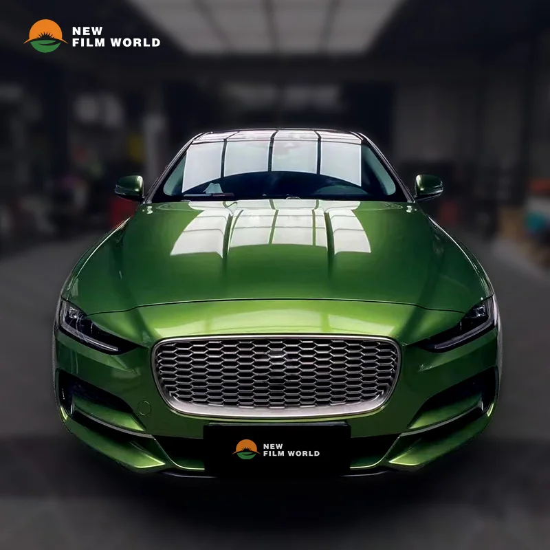 PET Gloss Metallic Mamba Green Car Wrap Film car wrapping film vinyl Stickers High Glossy car wrap vinyl film